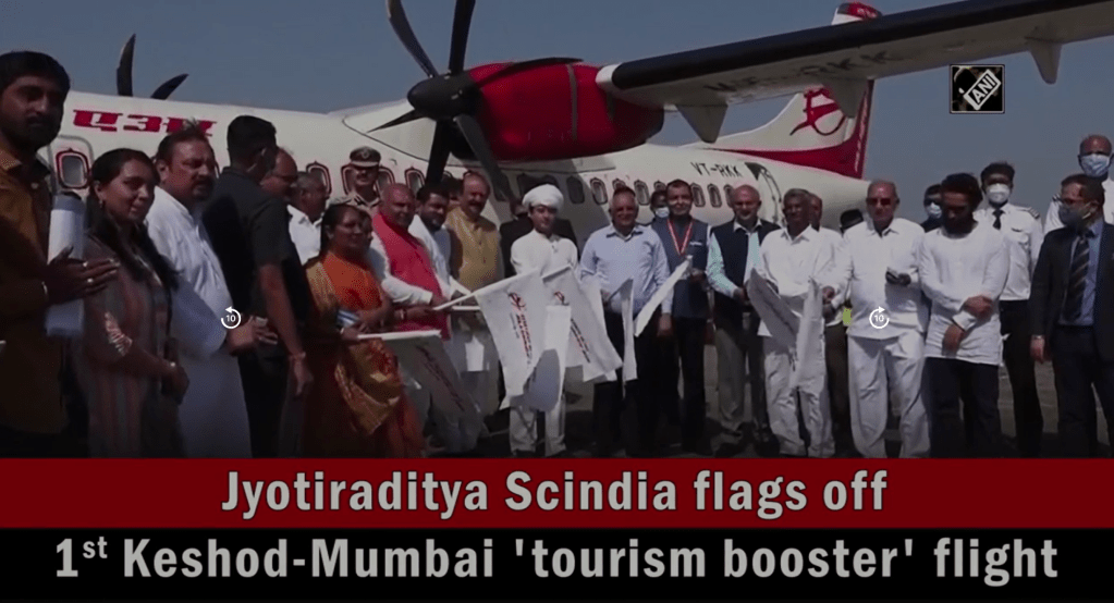 Jyotiraditya Scindia flags off 1st Keshod-Mumbai 'tourism booster' flight